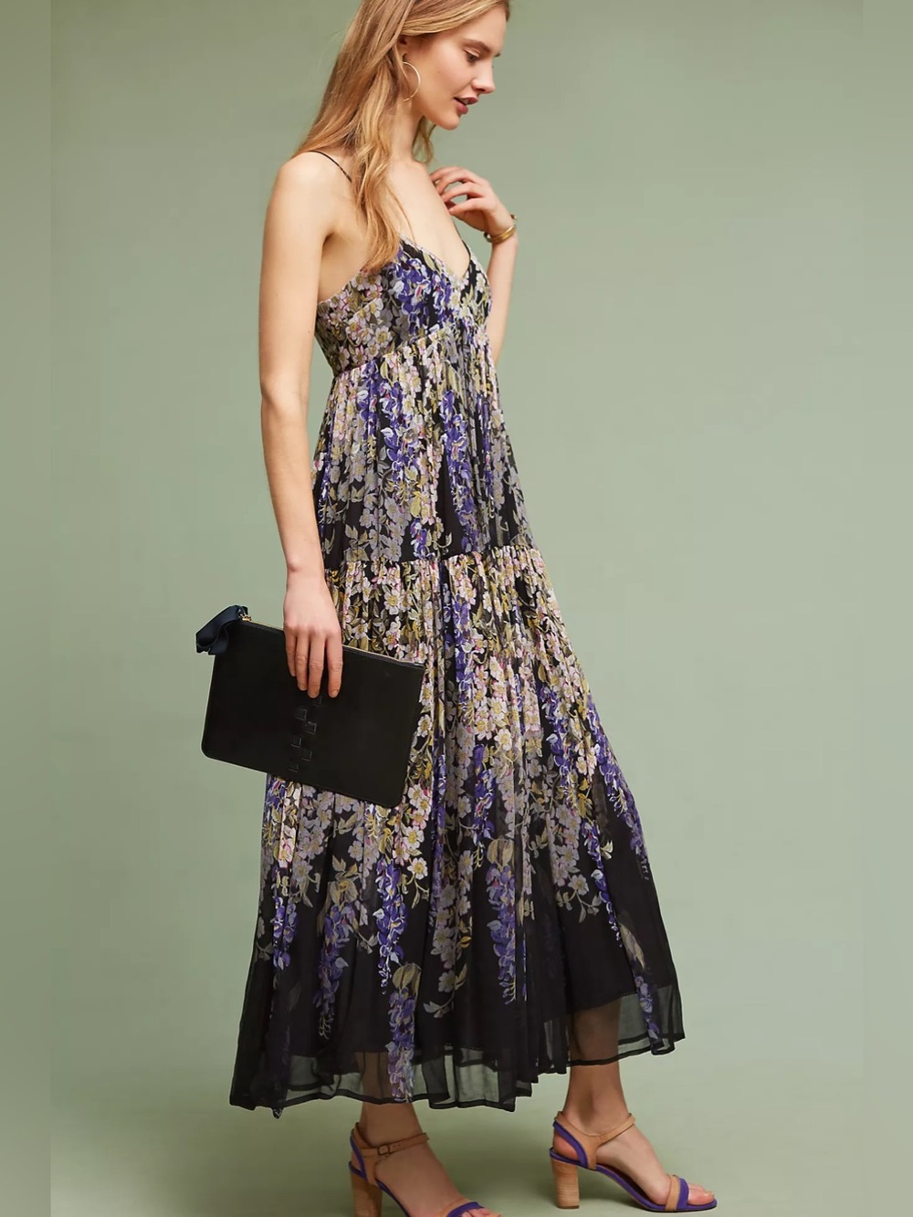 Anthropologie Floreat Adelia Floral Tiered Maxi Dress - Size 6P (Petite)